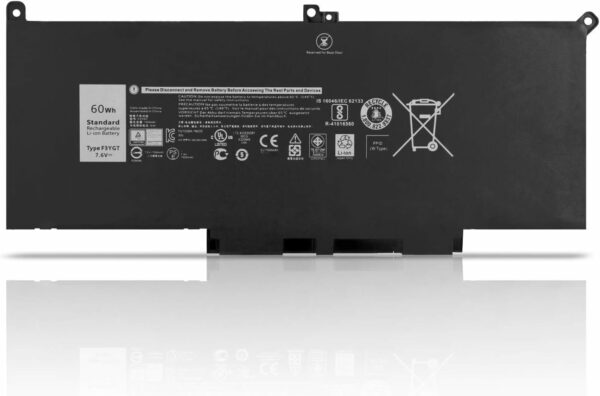 BATTERIE INTERNE POUR PC PORTABLE DELL LATITUDE  Dell Latitude 12 7000 7280 7290 Latitude 13 7000 7380 7390 Latitude 14 7000 7480 7490 Series  7.6V 60Wh  - F3YGT