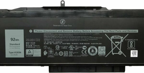 Batterie Interne pour Pc Portable Dell Precision 15 3520 3530 M3520 M3530 Latitude 5580 5590 5591 E5580 E5590 E5591 Series (11.4V 92Wh) VG93N – Image 2