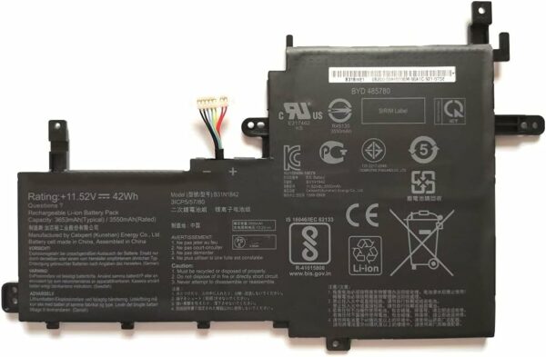 Batterie Interne Pour Pc Portable ASUS S531FA V531FL V531FA X531FA S531FL 11.52V 42Wh B31N1842