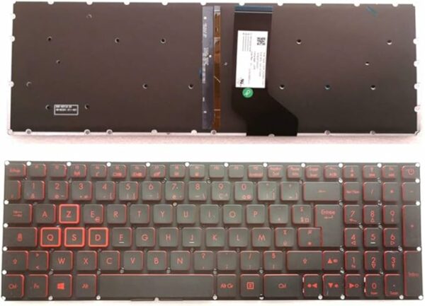 CLAVIER AZERTY POUR PC PORTABLE ACER NITRO 5 AN517-51/AN517-52/AN515-43/N17 N17PG0-K1/N715-52AN515-54 AN515-55 AN515-43 Nitro 7 AN715 51 AN715-51 WITH RED BACKLIGHT