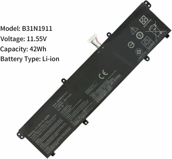 Batterie Pour Pc Portable ASUS VivoBook Flip 14 A413FA D413DA D413IA M413DA TP420IA TM420IA F413JA X413FA X421DA X421FA X421EA X421EP R413DA S433EA K413FA (11.55V -42Wh) B31N1911 – Image 2