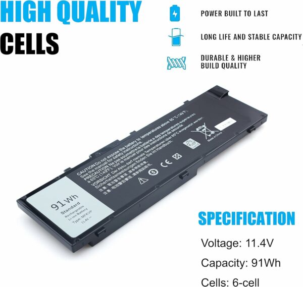 Batterie Interne Pour Pc Portable Dell Precision 15 7510 17 7710 17 M7710 Series 11.4V 91Wh - GR5D3 – Image 3